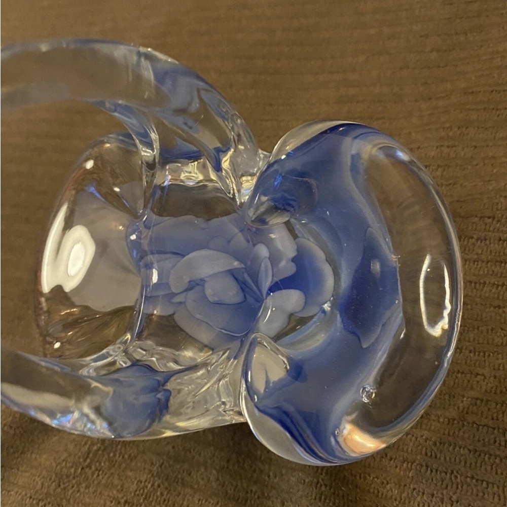 Elegant Glass Art Sculpture with Blue Accents - Picture 4 of 7